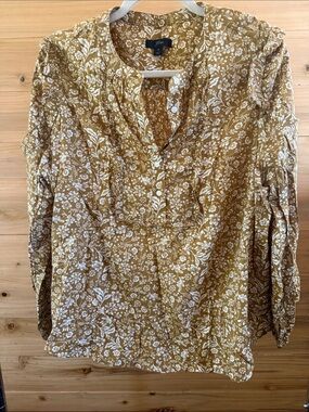 J. Crew Liberty of London Floral Print Long-Sleeve Blouse in Mustard